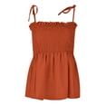 thumbnail image 4 of Pxiakgy Women's Tie Shoulder Frill Shirred Ruffle Hem Sleeveless Strappy Cami Blouse Ruffle Tank Tops for Women Summer Square Neck Peplum Top Womens Tank Tops Summer Tank Tops for Women Coffee L, 4 of 6