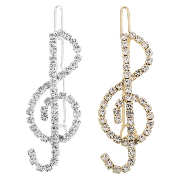 NICEXMAS Elegant Metal Music Hair Clips Rhinestone Vintage Barrettes Assorted Color 2Pcs