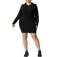 thumbnail image 1 of Agnes Orinda Robe Chandail pour Femme Grande Taille, Col à Fermeture à Glissière, Chandail Moulant en Tricot, Robes Chandail 1X Noir, 1 of 5