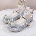 thumbnail image 2 of Quealent Girls Shoes Sparkle Mary Jane Low Heel Princess Flower Wedding Party Dress Shoes Silver for Size 3, 2 of 9
