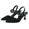 thumbnail image 5 of JENN ARDOR Women's Kitten Heels Slingback Pumps Elastic Ankle Strap Sandals Closed Pointed Toe, 5 of 5