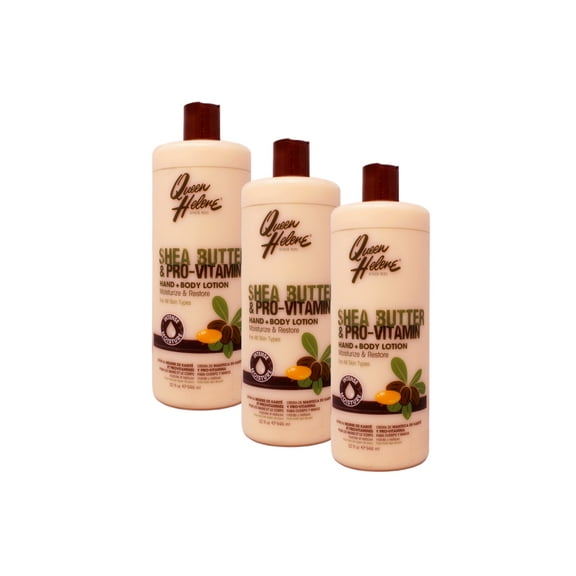 3 Pack - Queen Helene Shea Butter & Pro-Vitamin Hand   Body Lotion, Moisturize & Restore for All Skin Types, 32 FL OZ