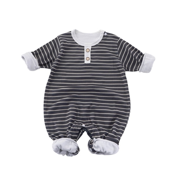 PEASKJP Rompers Baby Boy Baby Boy Romper Footed Long Sleeve Footies Newborn Girl Clothes Footless with Zipper and Mitten Cuffs Grey,12-18 Months