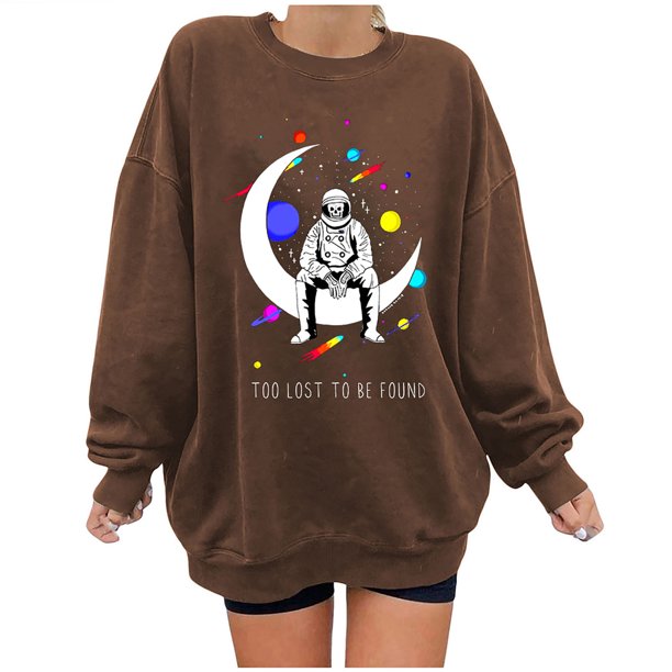 Sudadera Para Mujer Sudaderas de Otoño Estampado de Calavera Suelto Cuello Redondo Manga Larga Sudadera de Gran Tamaño de Lana Odeerbi ODB171604