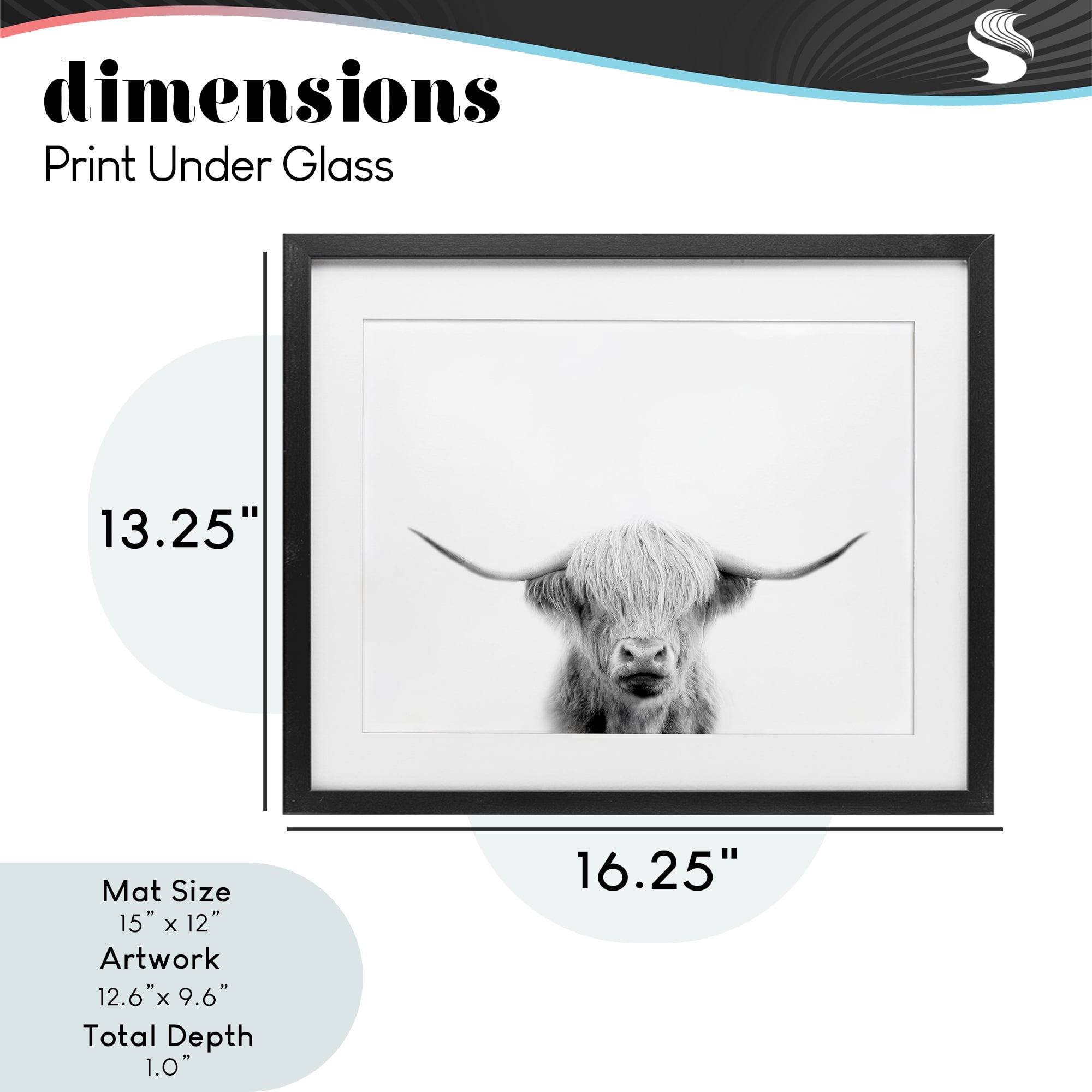 Stupell Industries Scottish Cow Portrait Black Framed Print Under Glass, design by Leah Straatsma