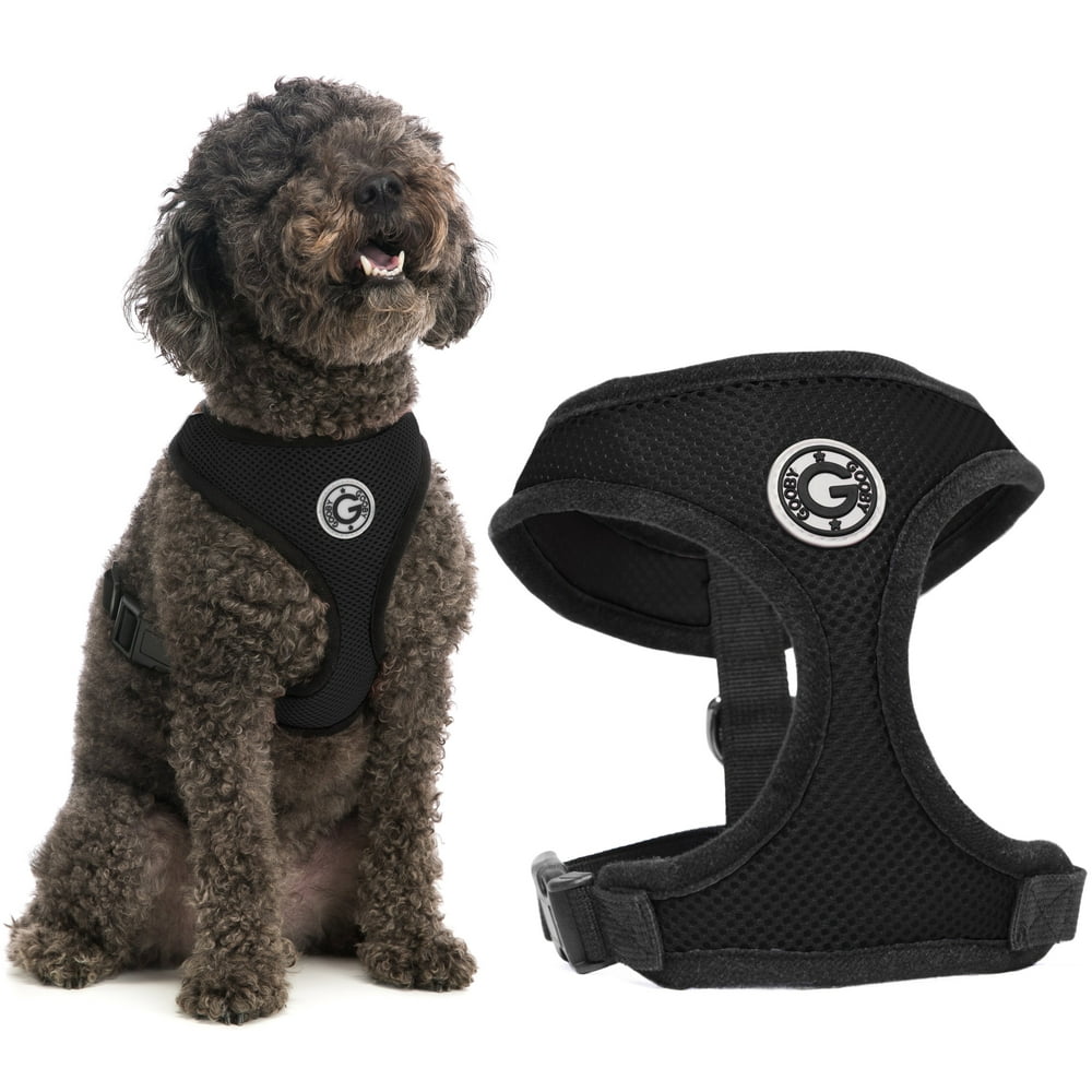 Gooby Dog Harness Black, Large Soft Mesh HeadIn Small Dog Harness