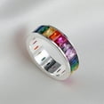 thumbnail image 2 of Eternity Rainbow Baguette Ring, Emerald Cut Cubic Zirconia, Birthstone Wedding Thumb Ring for Women and Men – Muses Art Design, 2 of 6