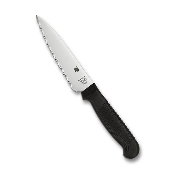 Spyderco Knives Utility Kitchen Knife Cutlery Black Serrated Stainless K05SBK Cuchillo