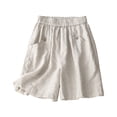 thumbnail image 6 of Endives Women's Linen Short High Waist Casual Shorts Summer Breathable Loose Fit Wide Leg Short Beach Shorts With Pockets Daily Wear, 6 of 6