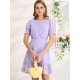 thumbnail image 2 of Vestido De Gasa Dobladillo Con Volantes Manga Corta Abullonada Para Mujeres Púrpura XL, 2 of 6