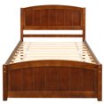 thumbnail image 2 of Topcobe Twin Size Solid Wood Bed Frame Platform with Headboard & Footboard for Bedroom Dorm, Walnut, 2 of 3