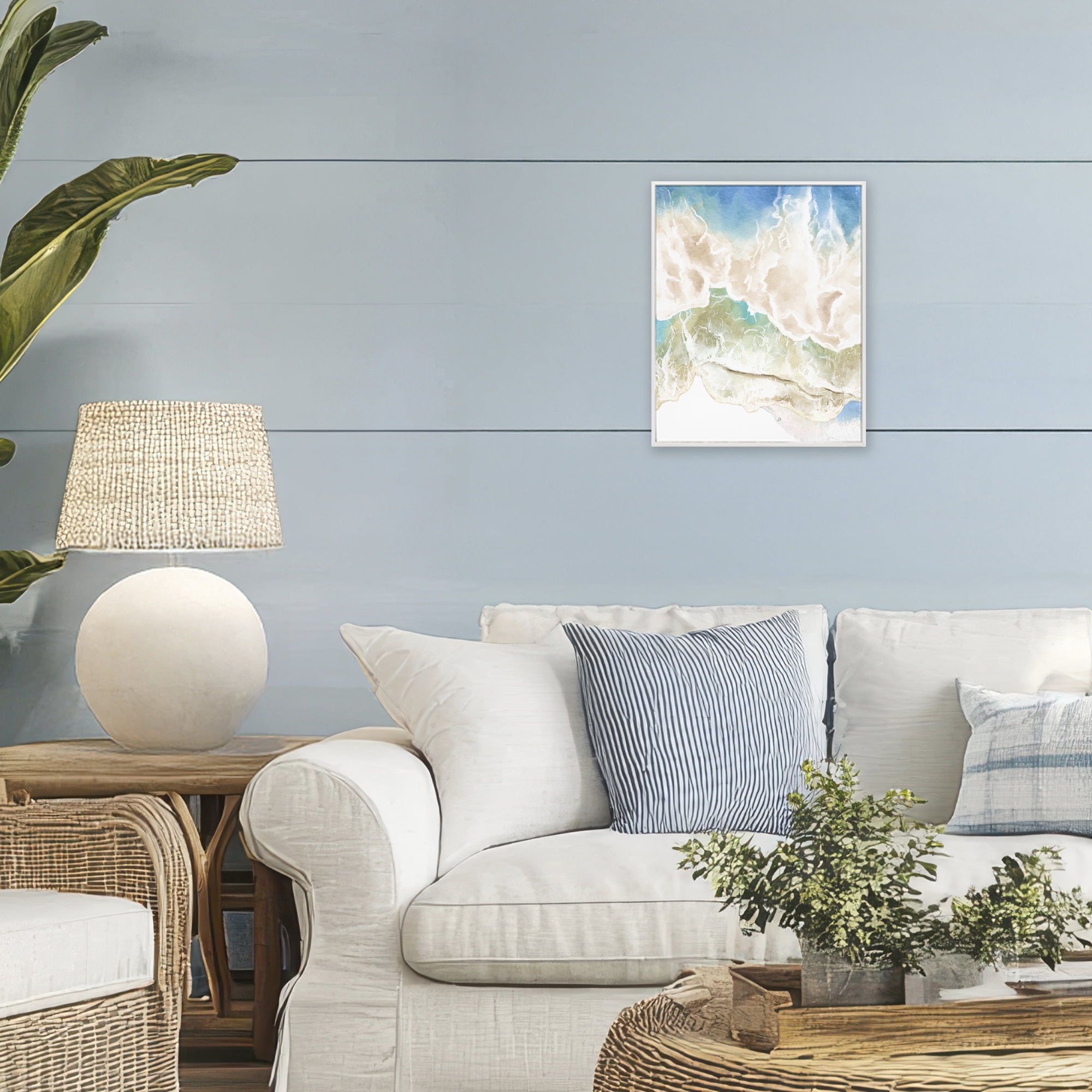Stupell Industries Washed Away Tide Abstract White Framed Giclee Art, design by Jesse Keith
