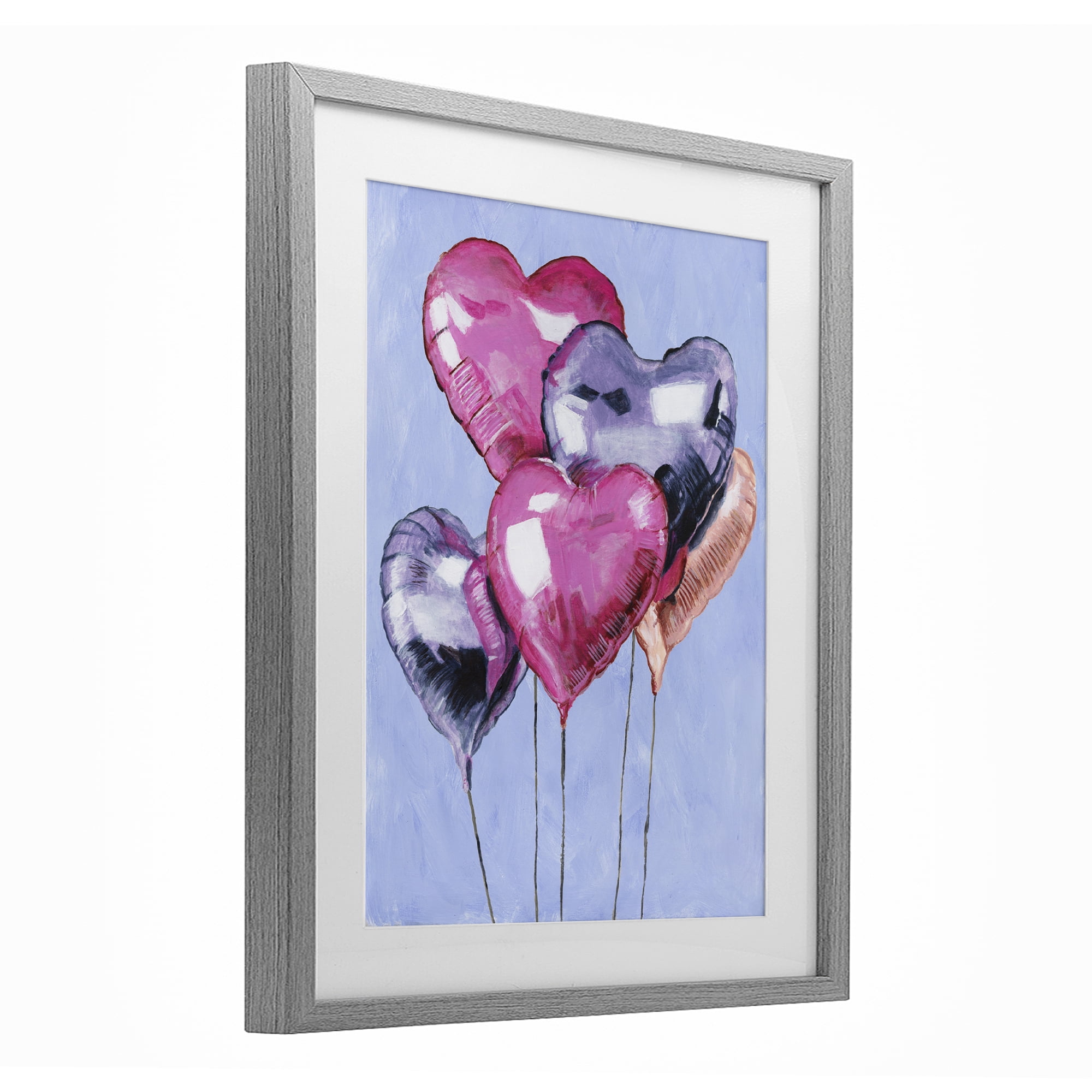 Stupell Industries Heart Balloons Celebration Gray Framed Print Under Glass, design by Michael Willett