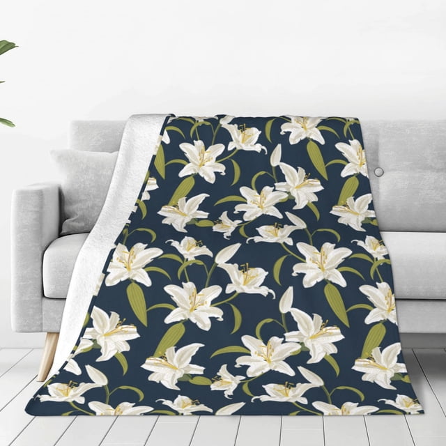 Balery Lilies Flowers Manta de Felpa Suave y Acogedora – Cobija de Franela Aterciopelada para Cama, Lavable y Cálida para Sofá, Mascotas, Transpirable-40"x30"