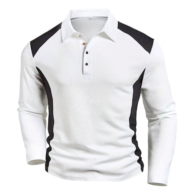 pstuiky camisas de hombre de manga larga, Camiseta de manga larga con cuello de solapa y botones para hombre, color liso top de hombre l