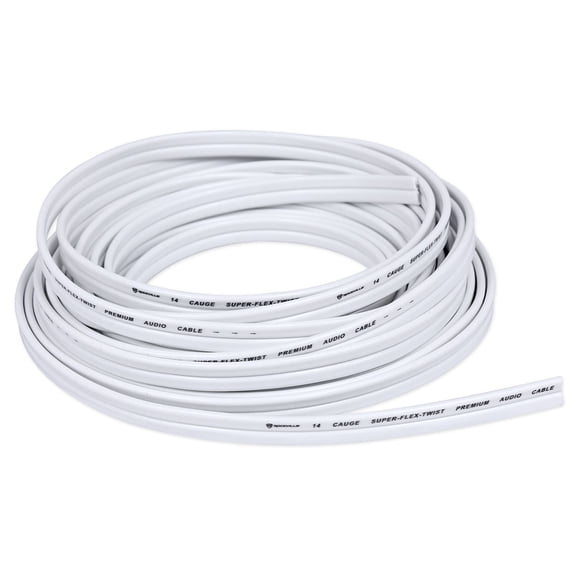 Rockville R14G75MSW 75 Foot Spool Marine Waterproof 14 AWG Speaker Wire White