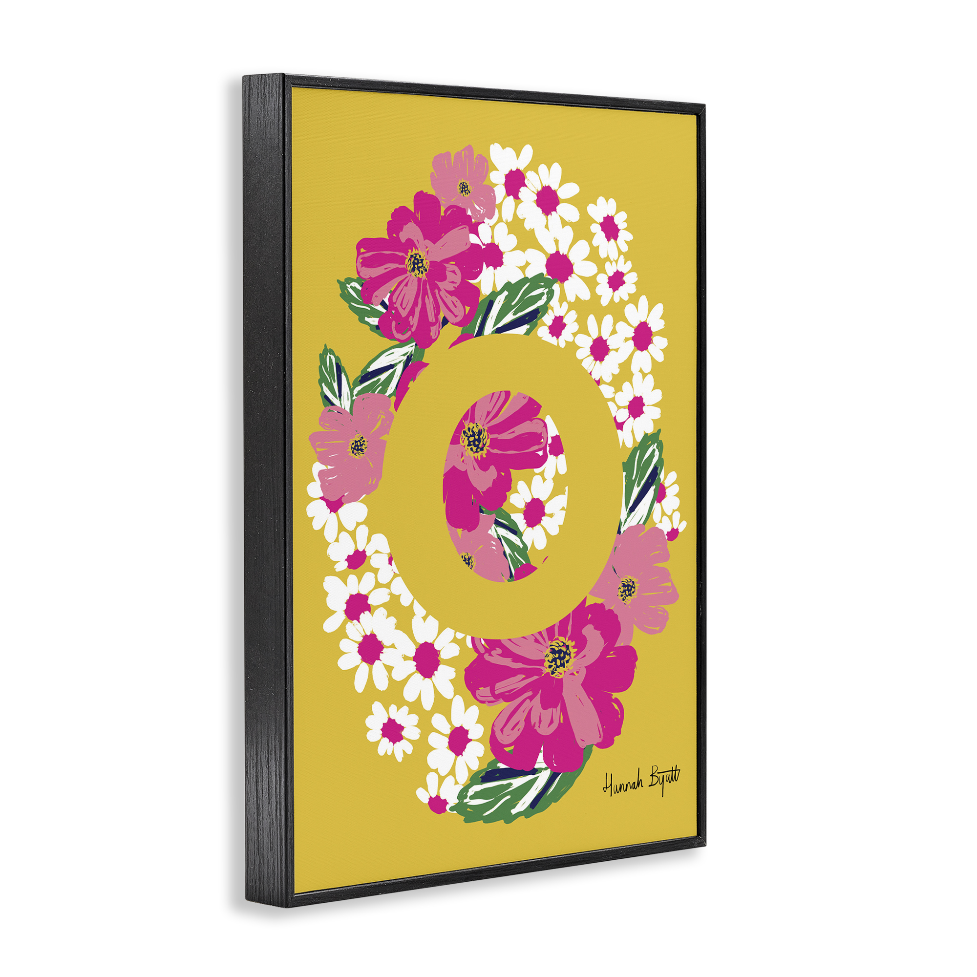 Stupell Industries Floral Bloom Letter O Botanical & Floral Painting Black Framed Art Print Wall Art, 16 x 24