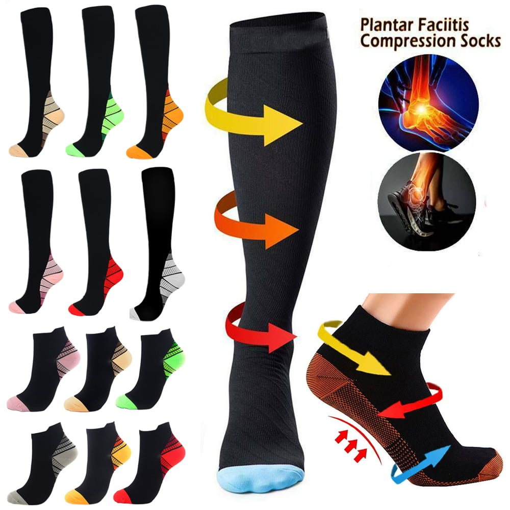Sports Copper Compression Plantar Fasciitis Socks Men & Women 3 to 12 Pairs Compression Running Socks for Athletic Medical