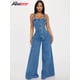 thumbnail image 2 of Monos vaqueros de Mlaiscsr para mujer, ropa de calle, pantalones anchos con botones y sin mangas, monos de mezclilla de una pieza, nuevos, 2 of 4