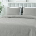 thumbnail image 3 of Quilt Set Queen Size - Lightweight Quilts Summer Bedspreads for All Season 3 Piece (1 Quilt, 2 Pillow Shams) - Light Grey, 3 of 7