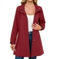 thumbnail image 4 of Deal of the Week Ofreoo Womens Spring Fall Loose Casual Solid Color Windbreaker Long Sleeved Hooded Jacket Top Windbreaker Jacket Women, 4 of 7
