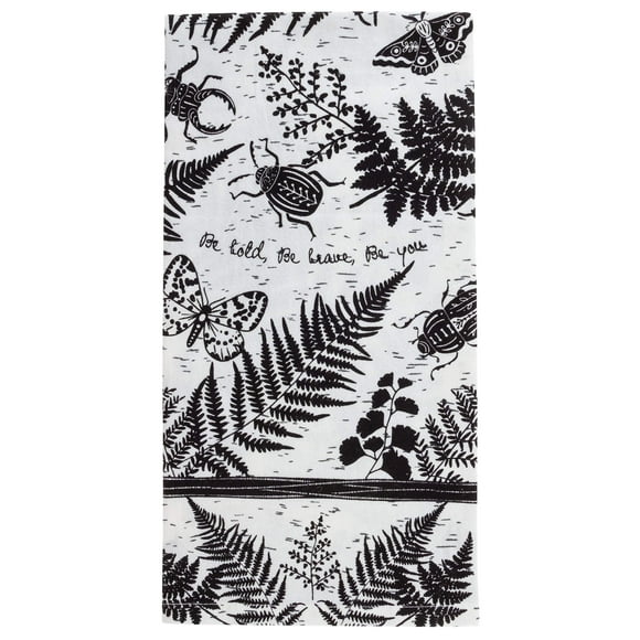 Karma gifts Black and White Boho Tea Towels, 28 L x 20 W, Beetle