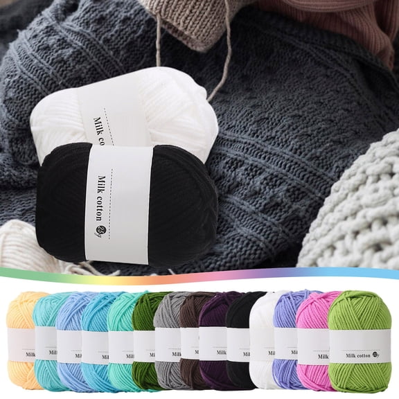 kkbbma under $5 14Pcs Crochet Yarn, 25g Milk Cotton Yarn Hand Knitting Crochet Wool, SoftBabyCotton DIY Craft Yarn, Colorful Knitting Yarn for Scarves Hats, Beginner Friendly Crochet Yarn