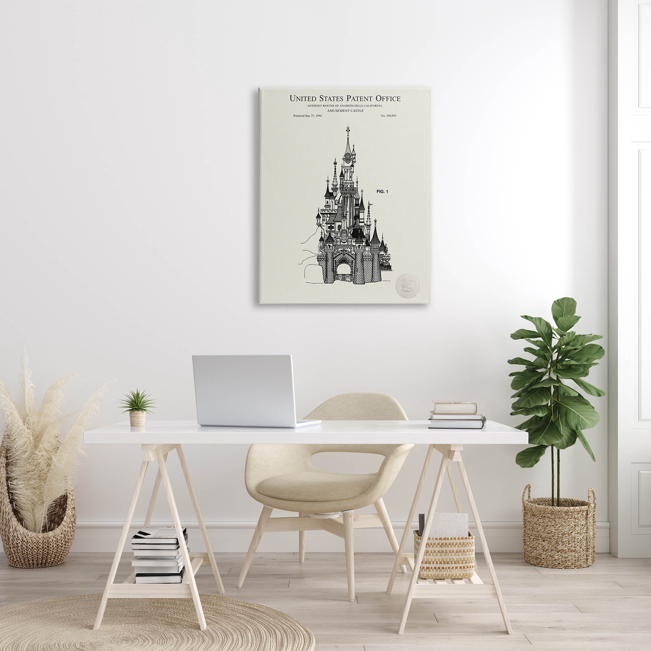 Stupell Industries Intricate Castle Blueprint Diagram Graphic Art Gallery Wrapped Canvas Print Wall Art, Design by Karl Hronek