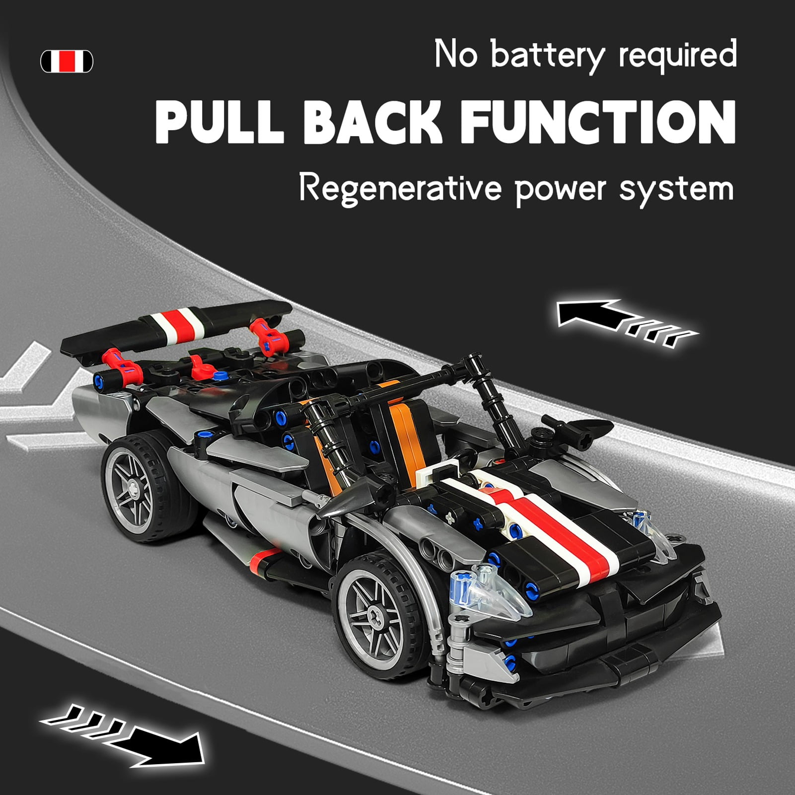 Cacagoo 520 PCS 1:18 Sports Car Building Blocks, DIY Vehicle Model Car, Cool Race Car Brick Kit with Light & Openable Door