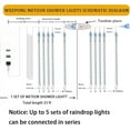 thumbnail image 5 of Christmas Lights Outdoor Falling Rain Meteor Shower Lights 12 inch 8 Tube 192 LED Snowfall Icicle Cascading String Light for Xmas Tree Christmas Decorations Holiday Garden, UL Plug,Warm White, 5 of 10