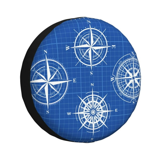 Fotbe Compass Funda de Llanta de Repuesto con Estampado, Engrosada, Ajuste Universal para Jeep, Remolque, RV, SUV, Camión-15 inch