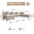 thumbnail image 2 of QEZEOM 150" U Shape Modular Sectional Sofa, Modern Velvet Sofa Couch 7 Seater with Storage Ottoman for Living Room Apartment Office, Beige, 2 of 7