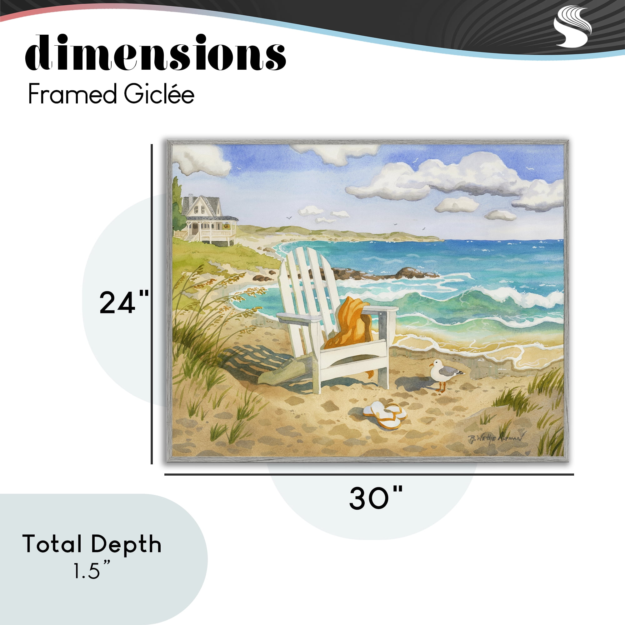 Stupell Industries Waiting For You by Beach Gray Framed Giclee Art, design by Robin Altman