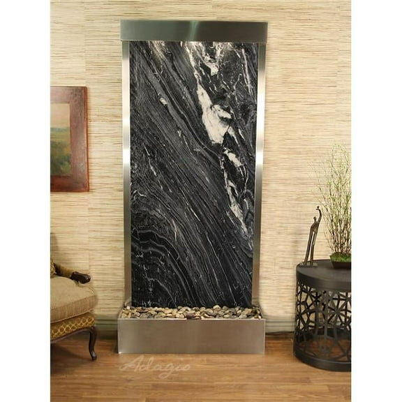 Adagio Tranquil River Fountain - Flush Mount - Stainless Steel Finish - Black Marble