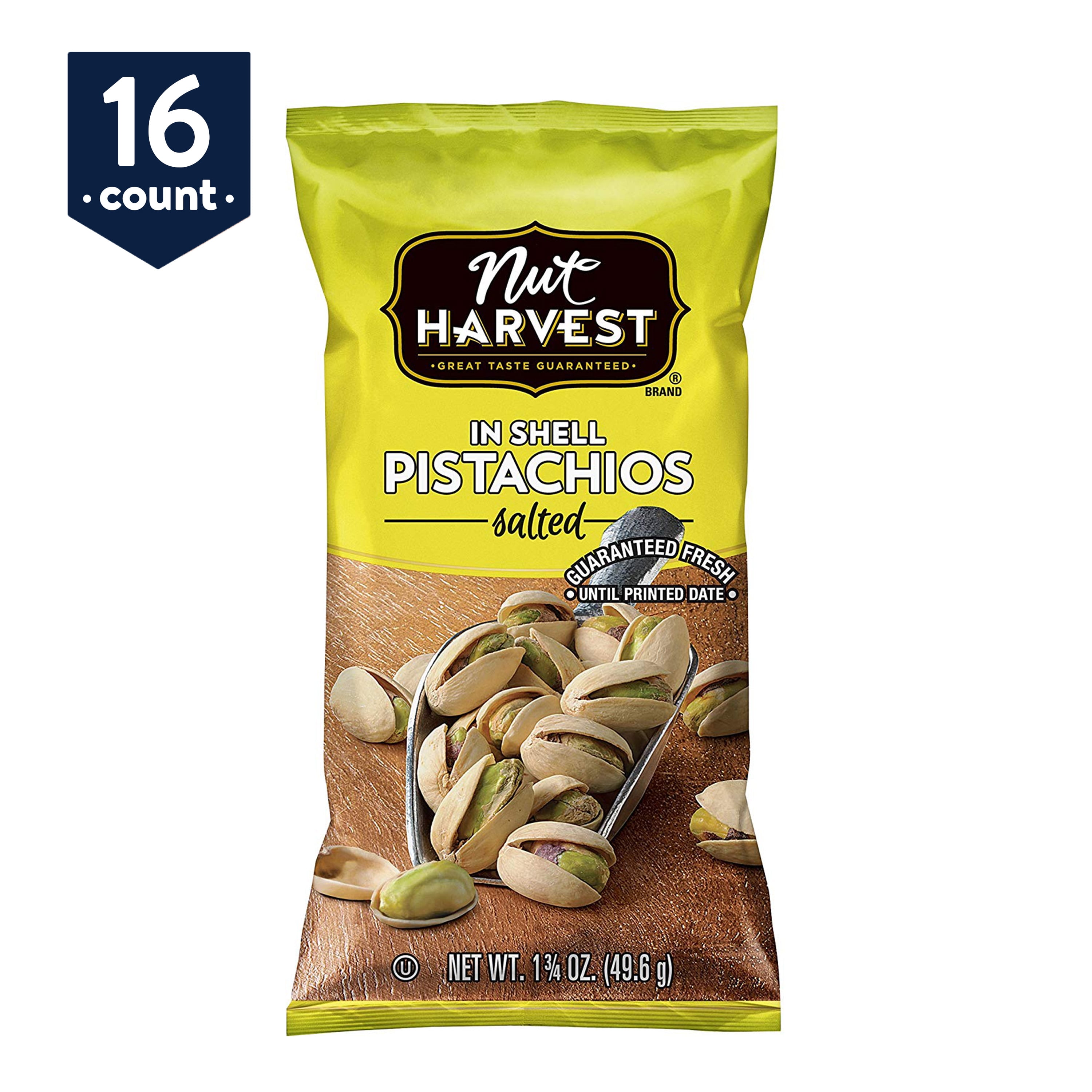 Nut Harvest Salted In S Pistachios 1 75 Oz Bags 16 Count