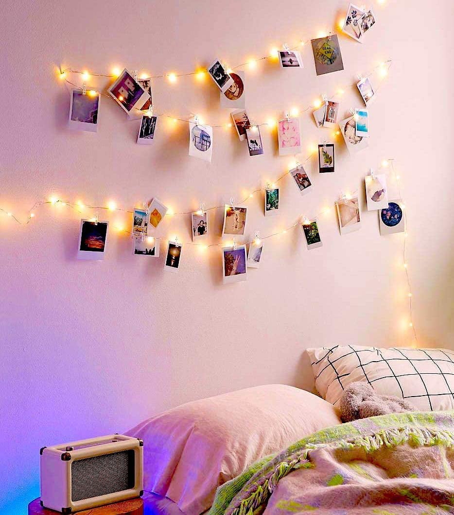 X-GIFT 40 LEDs Battery Operated Photo Clips String Lights Blue Light