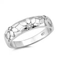 thumbnail image 1 of Flower Cutout Clear CZ Promise Ring .925 Sterling Silver Band White Jewelry Female Size 9, 1 of 4