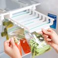 thumbnail image 1 of Estante de almacenamiento retráctil para refrigerador, organizador colgante de cajón deslizante para refrigerador con 10 bolsas con cremallera para verduras, frutas y alimentos frescos, 1 of 5