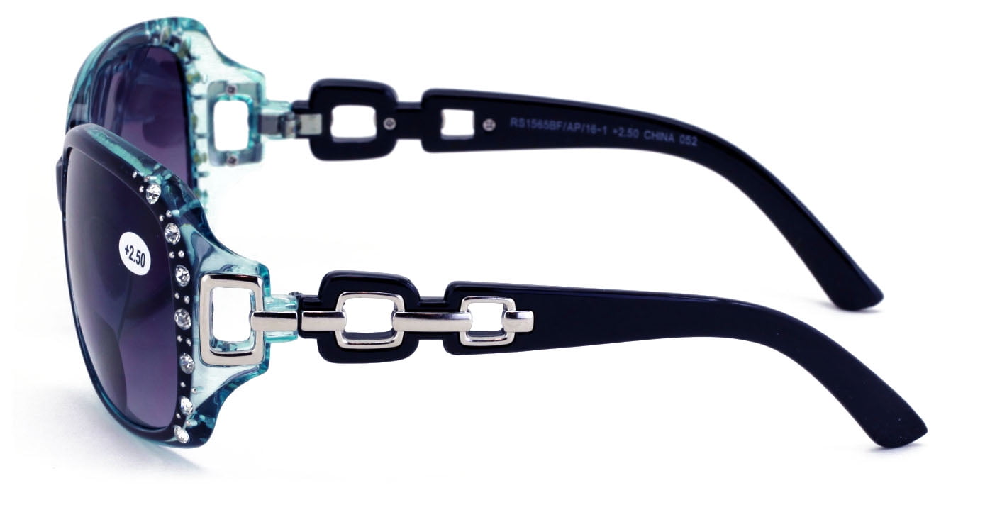 Retro Square Frame Rhinestone Bifocal Sunglasses For Women - Reading & UV Protection