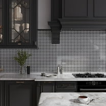 Noir Luxe 12 x 12 in. Polished Eastern Black, White Marble Mosaic Basketweave Wall and Floor Tile (5 sq ft/case) - 5 Pack