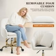 thumbnail image 6 of COOLHUT Office Desk Chair with Padded, Velvet Vanity Chair with Back and Wheels, Comfy Home Office Chiar with Gold Legs, Height Adjustable, Rolling Chair for Vanity Room, Makeup Room, Bedroom, Beige, 6 of 13