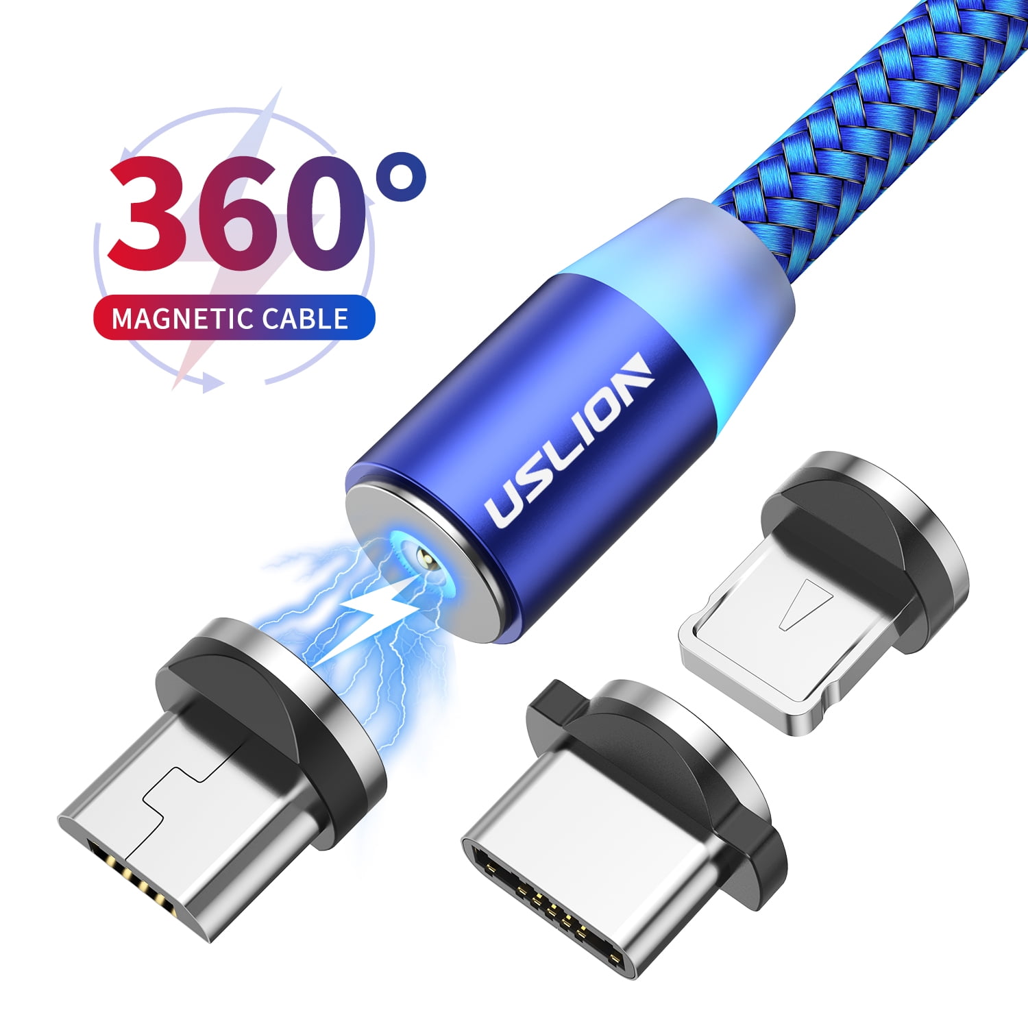 MAGNETIC CHARGING CABLE with 360° & 180° Rotating Head [3 Pack] Nylon  Braided Co $32.84 - PicClick AU