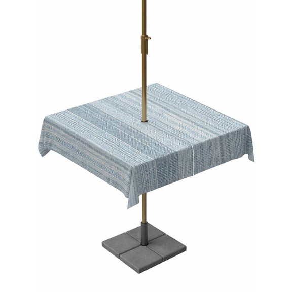Outdoor Tablecloth with Umbrella Hole for Patio/Picnic/Party/Camping, Rustic Haze Blue Waterproof Table Cloth Square Cover Washable, Farmhouse Vertical Striped Art (54"x 54")