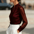 thumbnail image 5 of Satingcolo Women's Sheer Button Up Blouse Tops Dressy Business Casual Fall Mesh Long Sleeve Button Down Work Shirt Top, 5 of 6