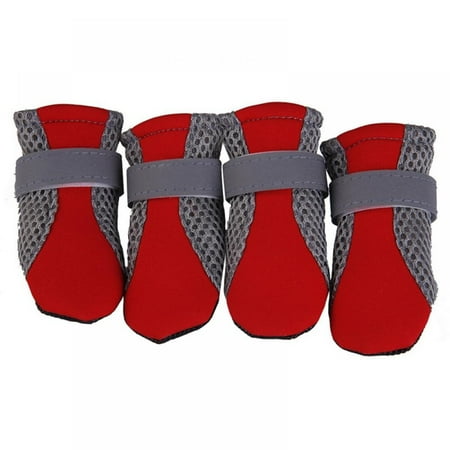 Comfortable And Breathable Dog Shoes Anti-slip Pet Boots Paw Protector Reflective Straps Dog Teddy Cute Breathable Net Shoes