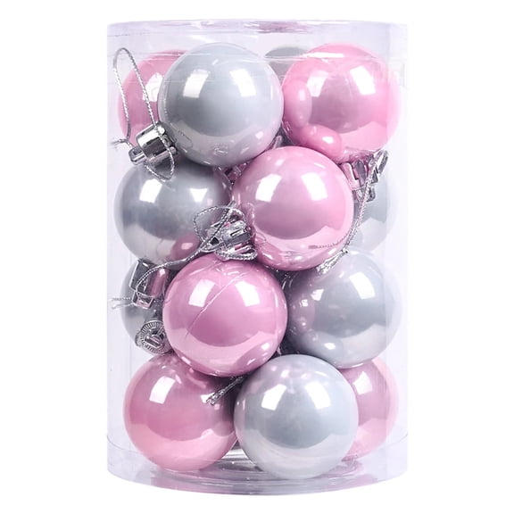 2026 16 Pcs Christmas Balls Ornaments Set, 6cm Pink & Silver Hanging Baubles Decorations for Christmas Tree