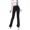 thumbnail image 1 of Diconna Femmes Mode Couleur Unie Taille Haute Fendue Slim Fit Pantalon, 1 of 4