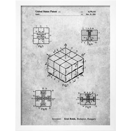 Rubik S Cube Patent Framed Print Wall Art By Cole Borders Com