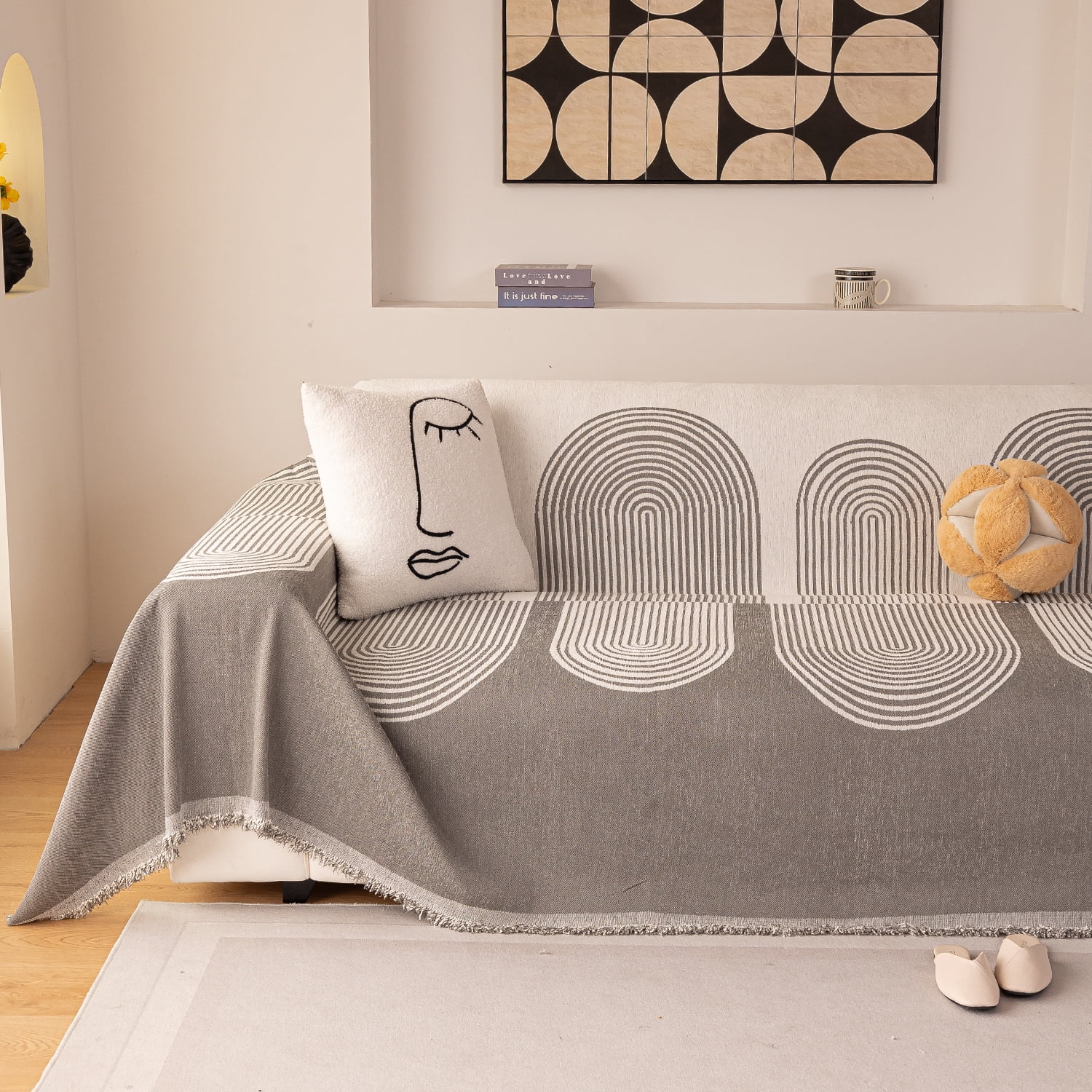 Smuge Sofa Cover, Couch Cover Protector Slipcover L Shape Sofa towel Furniture Cover for Pets Dogs Cats Home Decor (71"x 118", Grey)