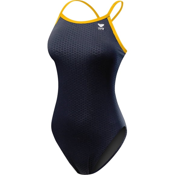 TYR WomenÂs Hexa Diamondfit Swimsuit, Black/Gold, 38